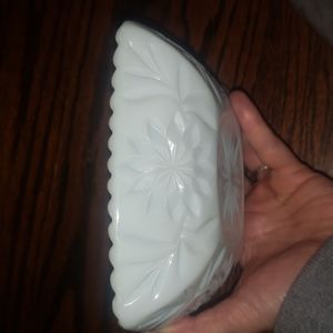 VINTAGE ANTIQUE Milk Glass Square bowl dish